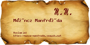 Müncz Manfréda névjegykártya